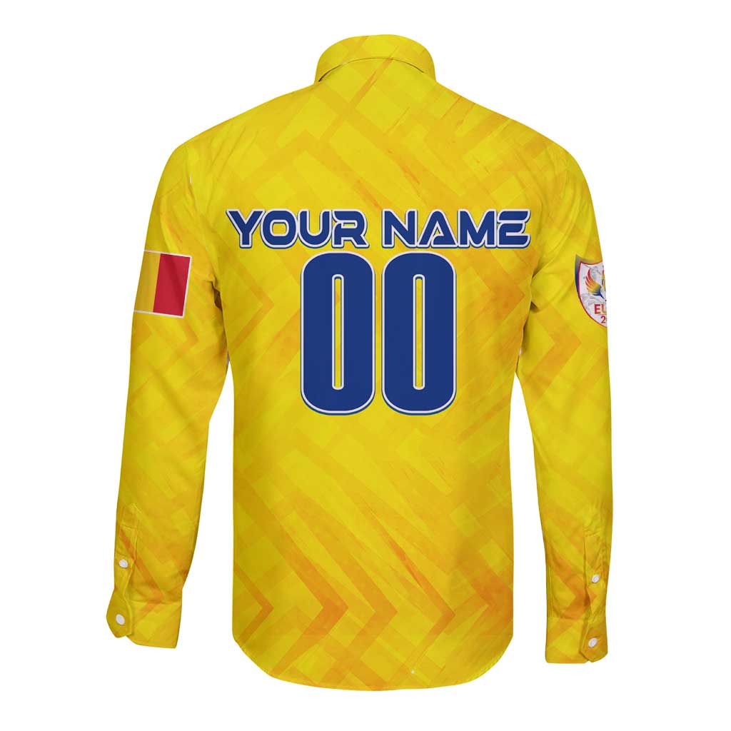 Personalized Romania Football 2024 Long Sleeve Button Shirt Trophy Wing Style - Wonder Print Shop