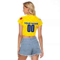 Personalized Romania Football 2024 Raglan Cropped T Shirt Trophy Wing Style - Wonder Print Shop