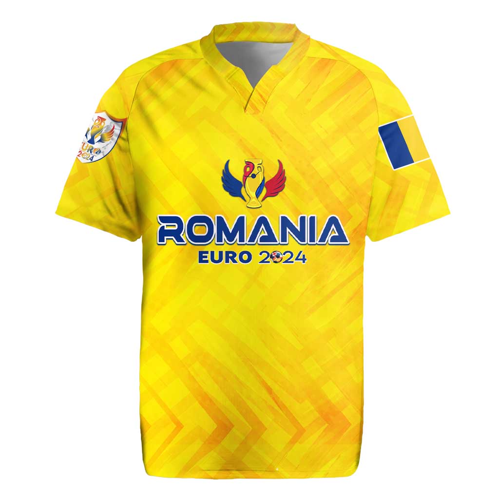 Personalized Romania Football 2024 Rugby Jersey Trophy Wing Style - Wonder Print Shop