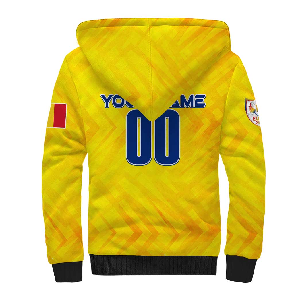 Personalized Romania Football 2024 Sherpa Hoodie Trophy Wing Style - Wonder Print Shop
