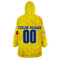 Personalized Romania Football 2024 Wearable Blanket Hoodie Trophy Wing Style - Wonder Print Shop