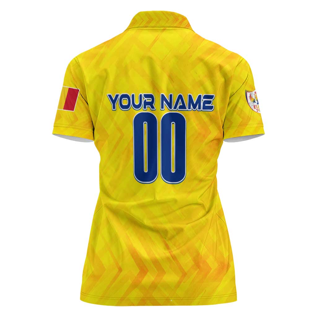 Personalized Romania Football 2024 Women Polo Shirt Trophy Wing Style - Wonder Print Shop