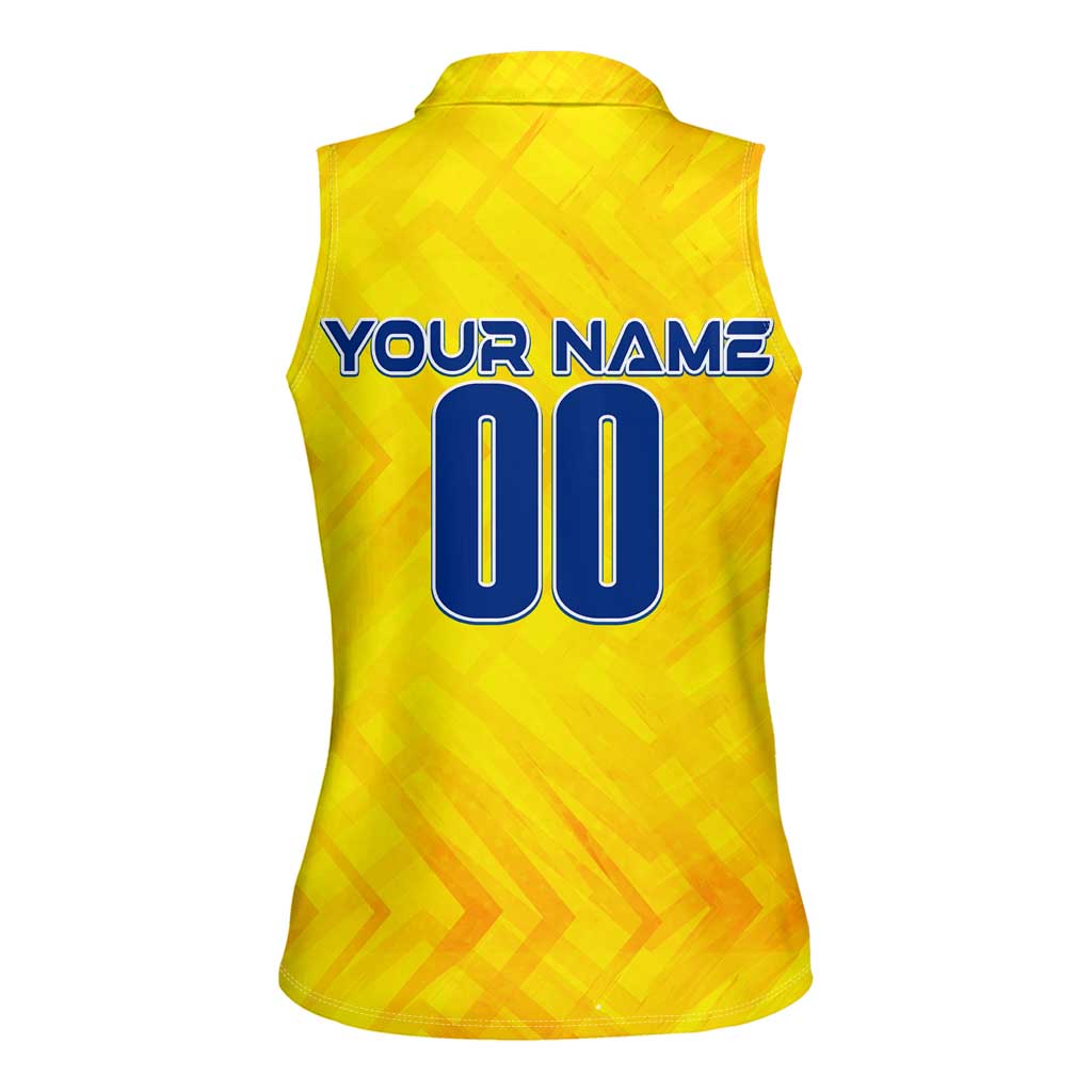 Personalized Romania Football 2024 Women Sleeveless Polo Shirt Trophy Wing Style - Wonder Print Shop