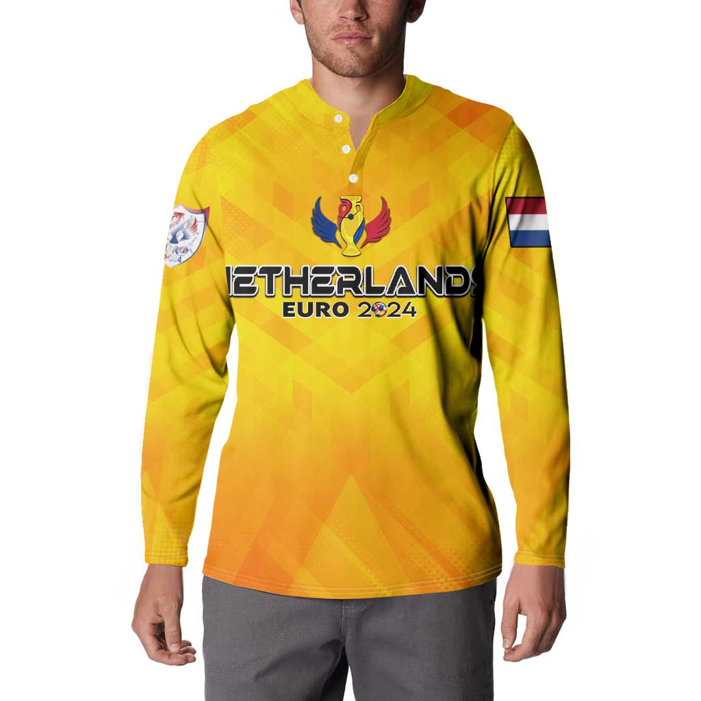 Personalized Netherlands Football 2024 Button Sweatshirt Trophy Wing Style - Wonder Print Shop