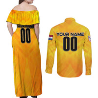 Personalized Netherlands Football 2024 Couples Matching Off Shoulder Maxi Dress and Long Sleeve Button Shirt Trophy Wing Style - Wonder Print Shop