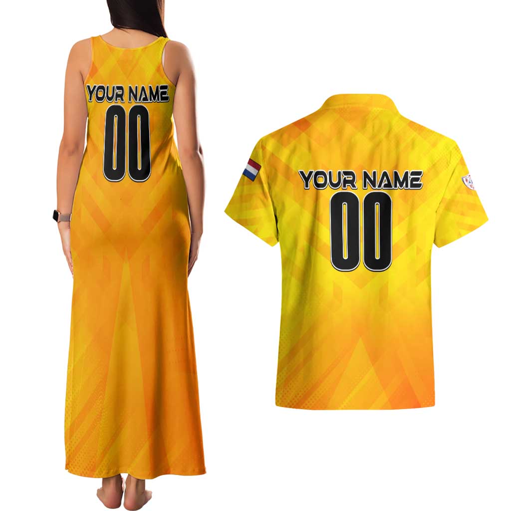 Personalized Netherlands Football 2024 Couples Matching Tank Maxi Dress and Hawaiian Shirt Trophy Wing Style - Wonder Print Shop