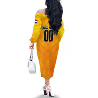 Personalized Netherlands Football 2024 Family Matching Off The Shoulder Long Sleeve Dress and Hawaiian Shirt Trophy Wing Style - Wonder Print Shop