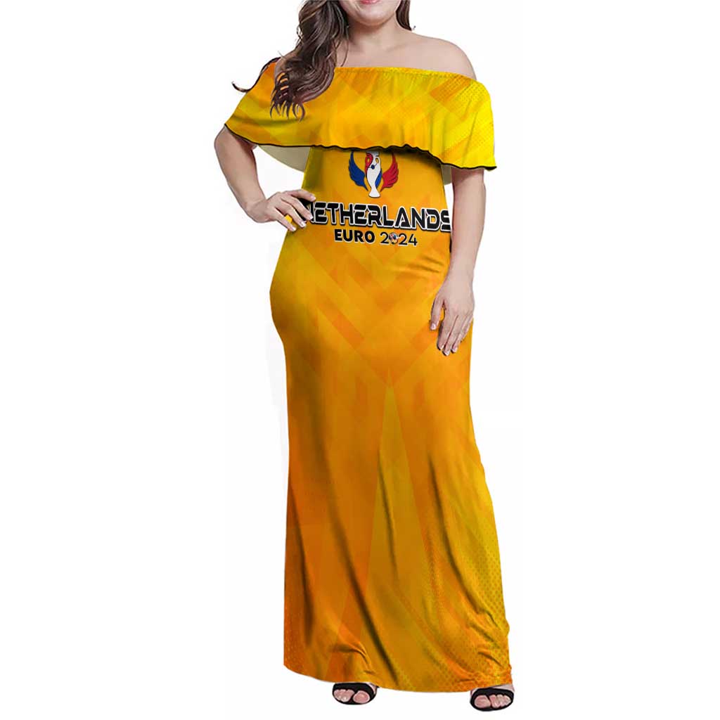 Personalized Netherlands Football 2024 Family Matching Off Shoulder Maxi Dress and Hawaiian Shirt Trophy Wing Style - Wonder Print Shop