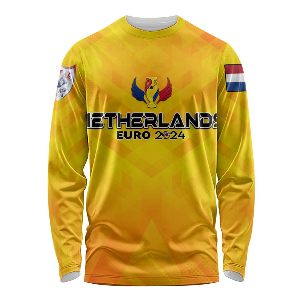 Personalized Netherlands Football 2024 Long Sleeve Shirt Trophy Wing Style - Wonder Print Shop
