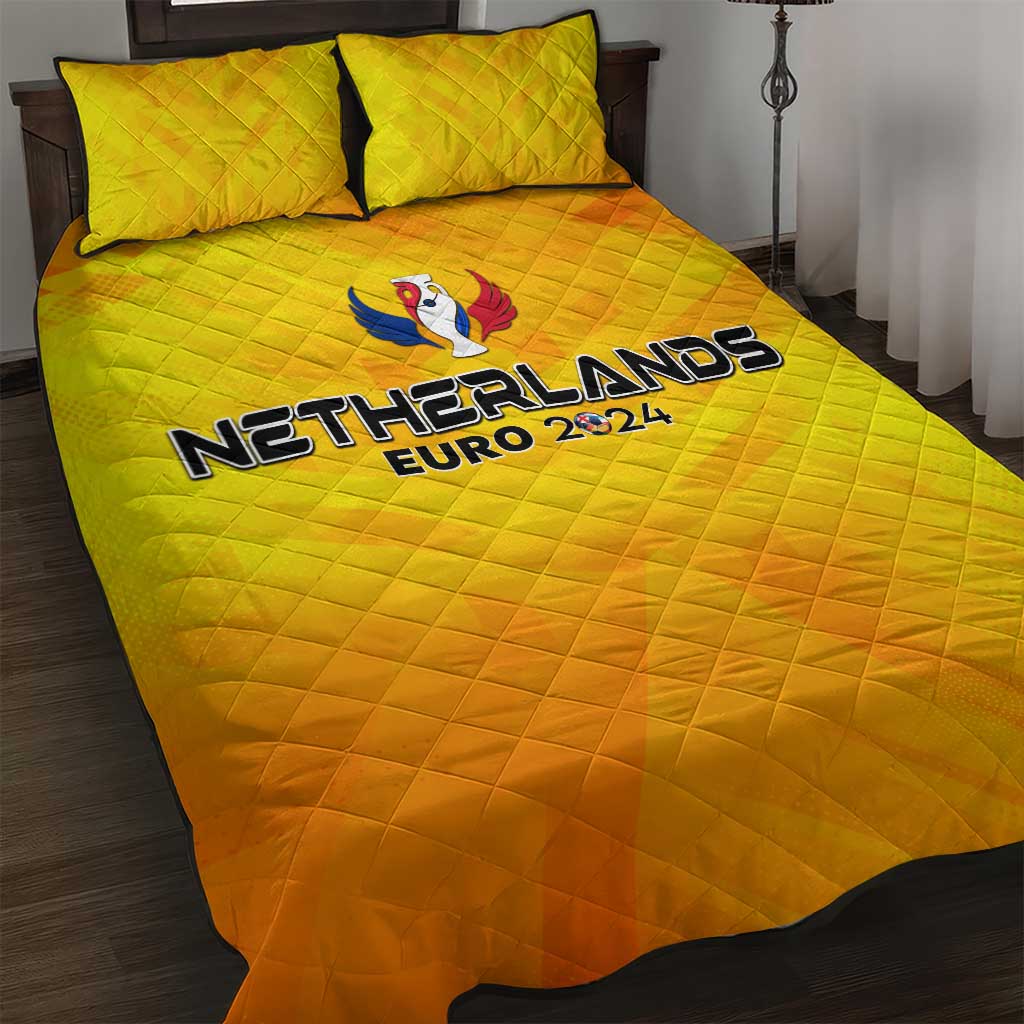 Netherlands Football 2024 Quilt Bed Set Trophy Wing Style - Wonder Print Shop