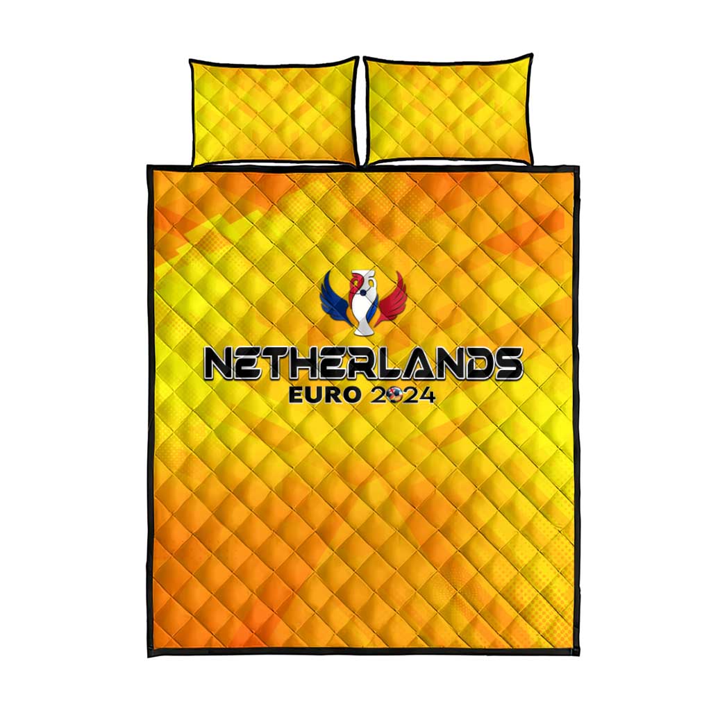 Netherlands Football 2024 Quilt Bed Set Trophy Wing Style - Wonder Print Shop