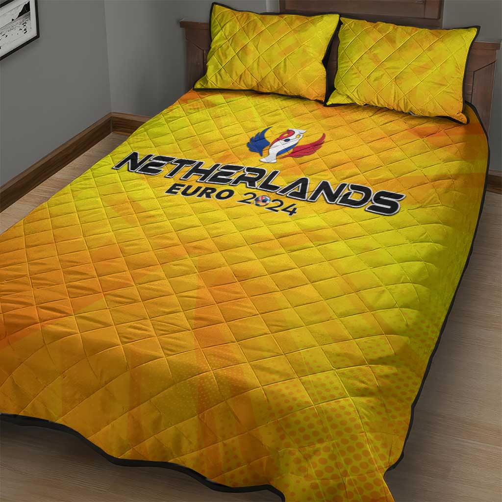 Netherlands Football 2024 Quilt Bed Set Trophy Wing Style - Wonder Print Shop
