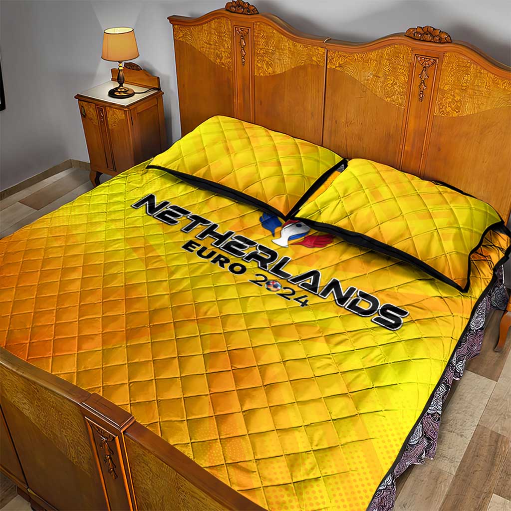 Netherlands Football 2024 Quilt Bed Set Trophy Wing Style - Wonder Print Shop