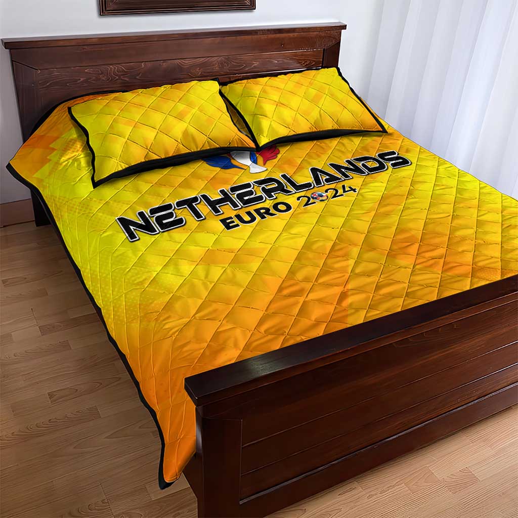 Netherlands Football 2024 Quilt Bed Set Trophy Wing Style - Wonder Print Shop
