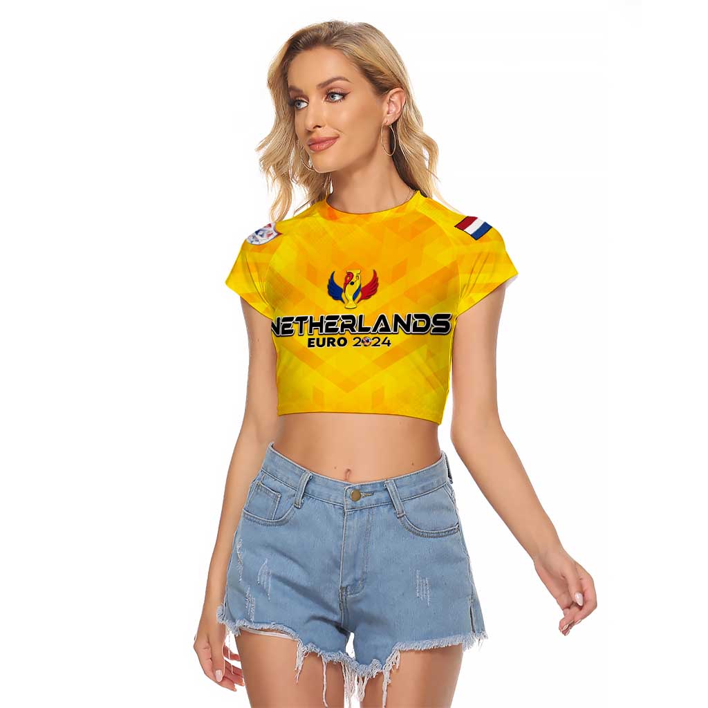 Personalized Netherlands Football 2024 Raglan Cropped T Shirt Trophy Wing Style - Wonder Print Shop