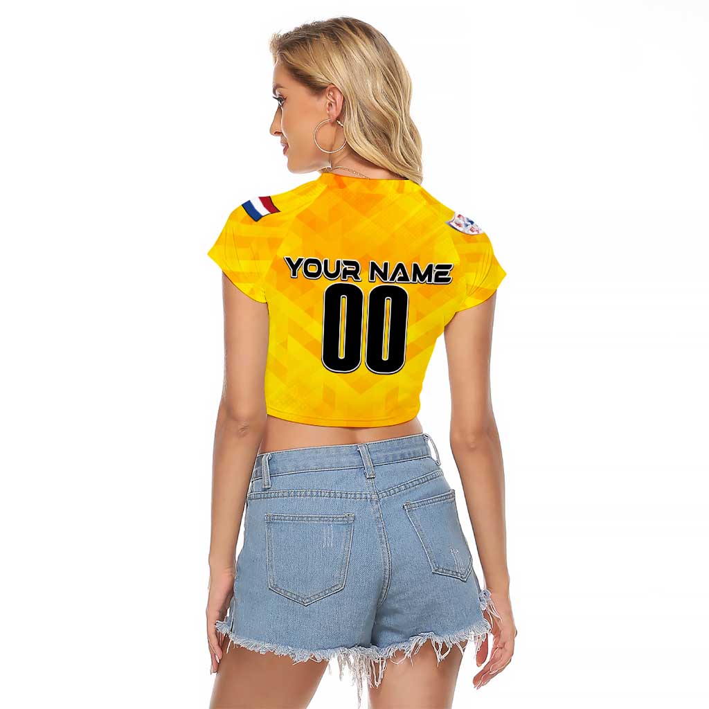 Personalized Netherlands Football 2024 Raglan Cropped T Shirt Trophy Wing Style - Wonder Print Shop