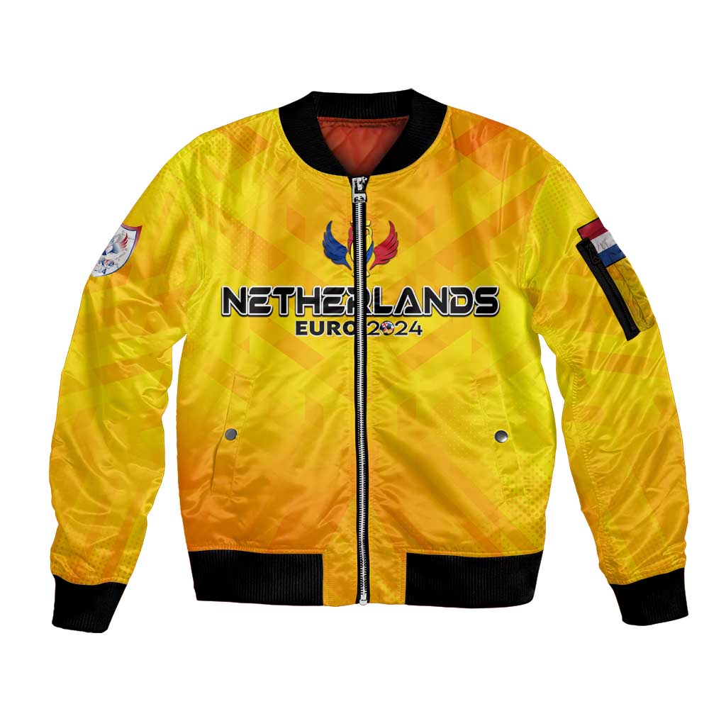 Personalized Netherlands Football 2024 Sleeve Zip Bomber Jacket Trophy Wing Style - Wonder Print Shop