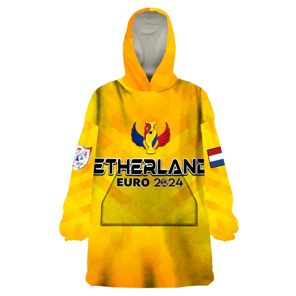 Personalized Netherlands Football 2024 Wearable Blanket Hoodie Trophy Wing Style - Wonder Print Shop