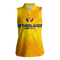 Personalized Netherlands Football 2024 Women Sleeveless Polo Shirt Trophy Wing Style - Wonder Print Shop
