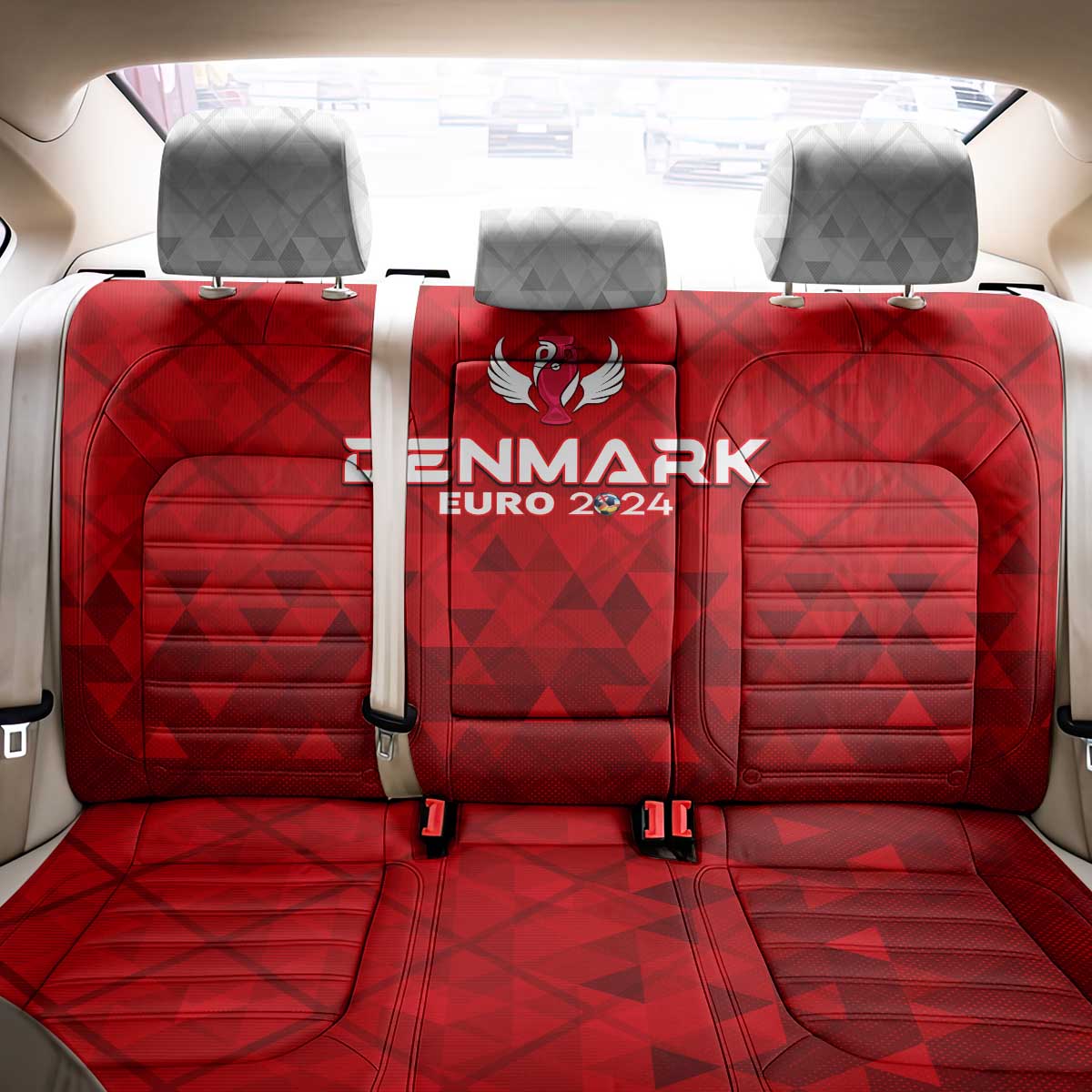 Denmark Football 2024 Back Car Seat Cover Trophy Wing Style - Wonder Print Shop
