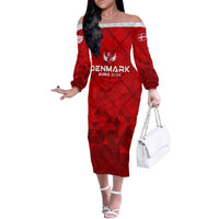 Personalized Denmark Football 2024 Family Matching Off The Shoulder Long Sleeve Dress and Hawaiian Shirt Trophy Wing Style - Wonder Print Shop