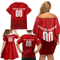 Personalized Denmark Football 2024 Family Matching Off Shoulder Short Dress and Hawaiian Shirt Trophy Wing Style - Wonder Print Shop