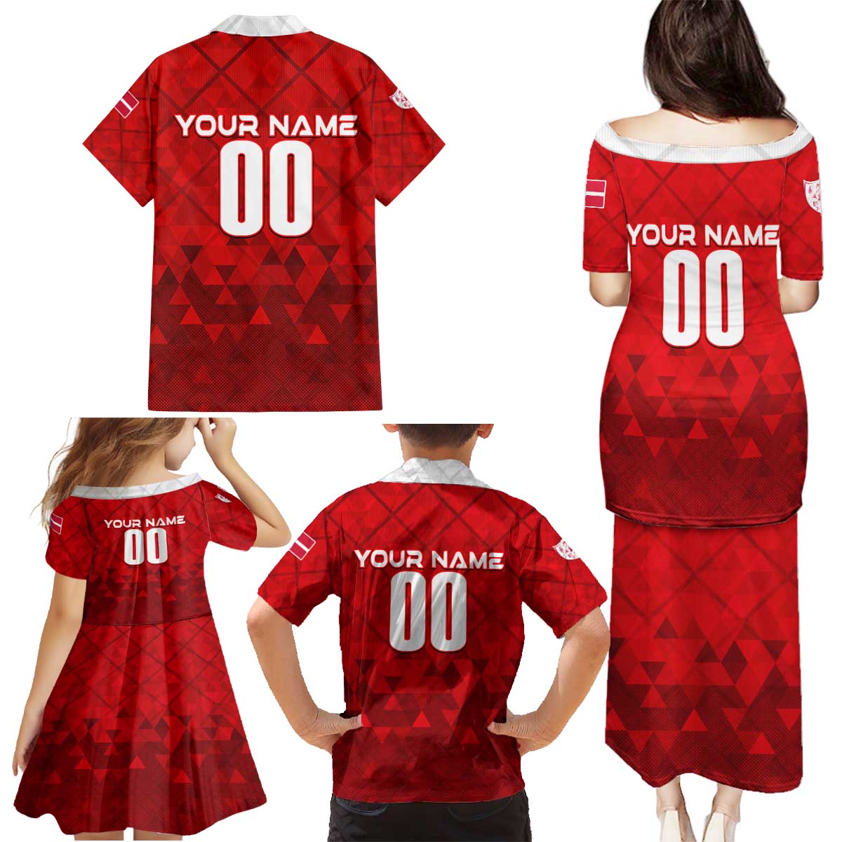 Personalized Denmark Football 2024 Family Matching Puletasi and Hawaiian Shirt Trophy Wing Style - Wonder Print Shop
