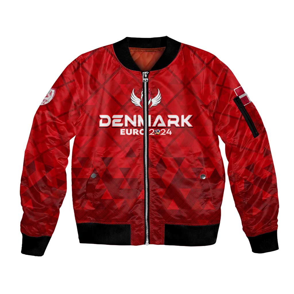 Personalized Denmark Football 2024 Sleeve Zip Bomber Jacket Trophy Wing Style - Wonder Print Shop