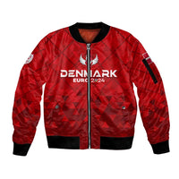 Personalized Denmark Football 2024 Sleeve Zip Bomber Jacket Trophy Wing Style - Wonder Print Shop