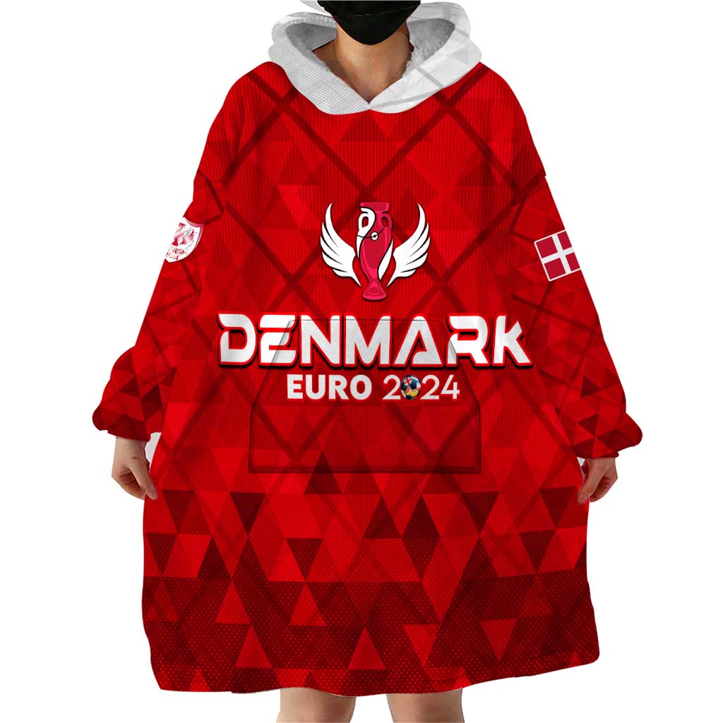 Personalized Denmark Football 2024 Wearable Blanket Hoodie Trophy Wing Style - Wonder Print Shop