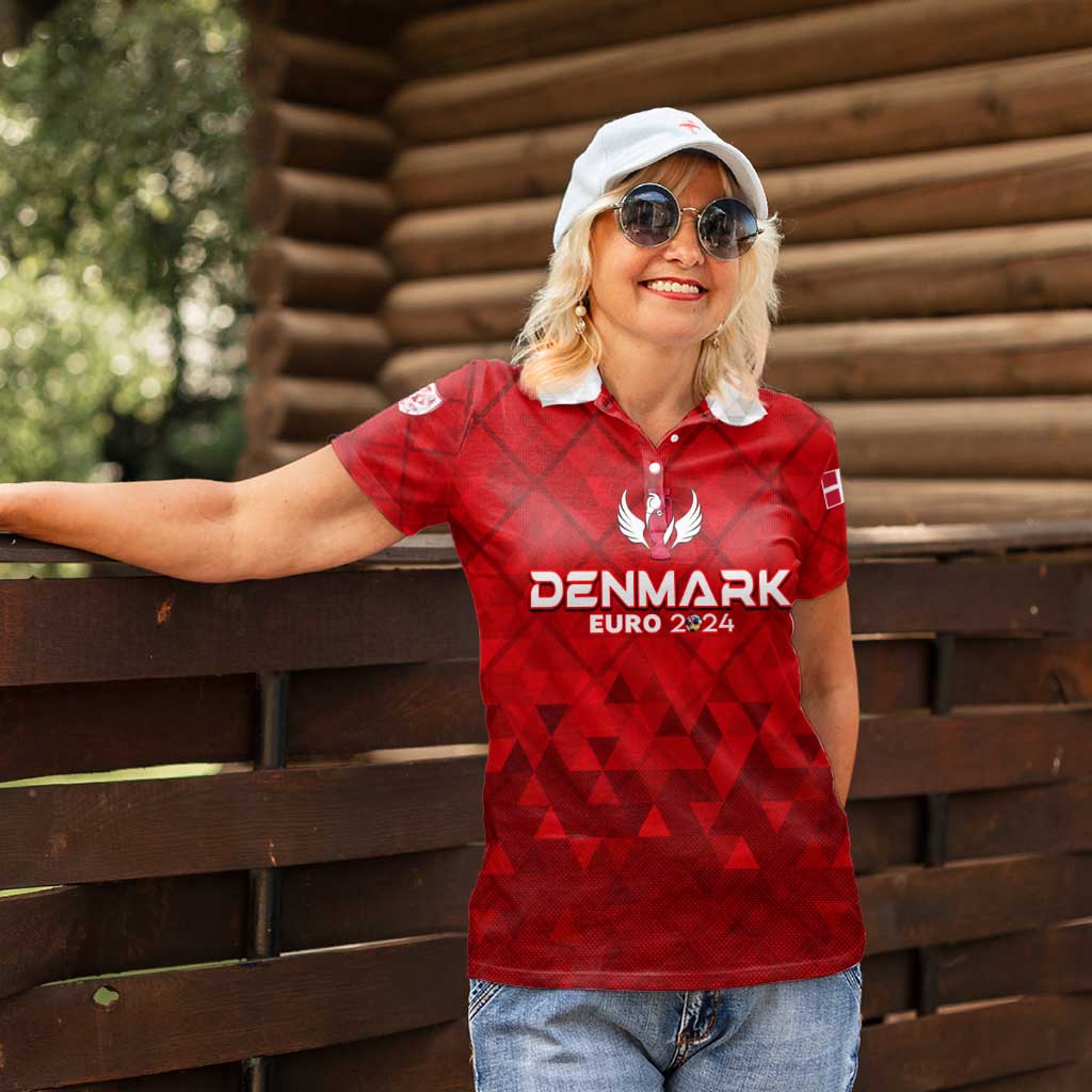 Personalized Denmark Football 2024 Women Polo Shirt Trophy Wing Style - Wonder Print Shop