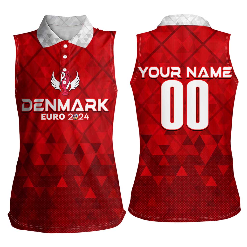 Personalized Denmark Football 2024 Women Sleeveless Polo Shirt Trophy Wing Style - Wonder Print Shop