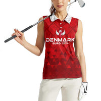 Personalized Denmark Football 2024 Women Sleeveless Polo Shirt Trophy Wing Style - Wonder Print Shop