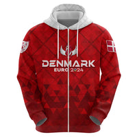 Personalized Denmark Football 2024 Zip Hoodie Trophy Wing Style - Wonder Print Shop