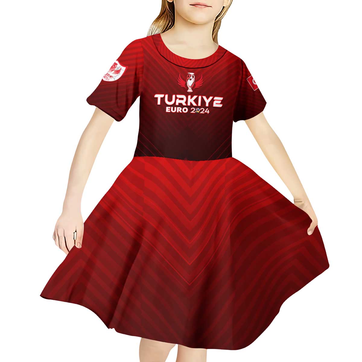 Personalized Turkey Football 2024 Kid Short Sleeve Dress Trophy Wing Style - Wonder Print Shop