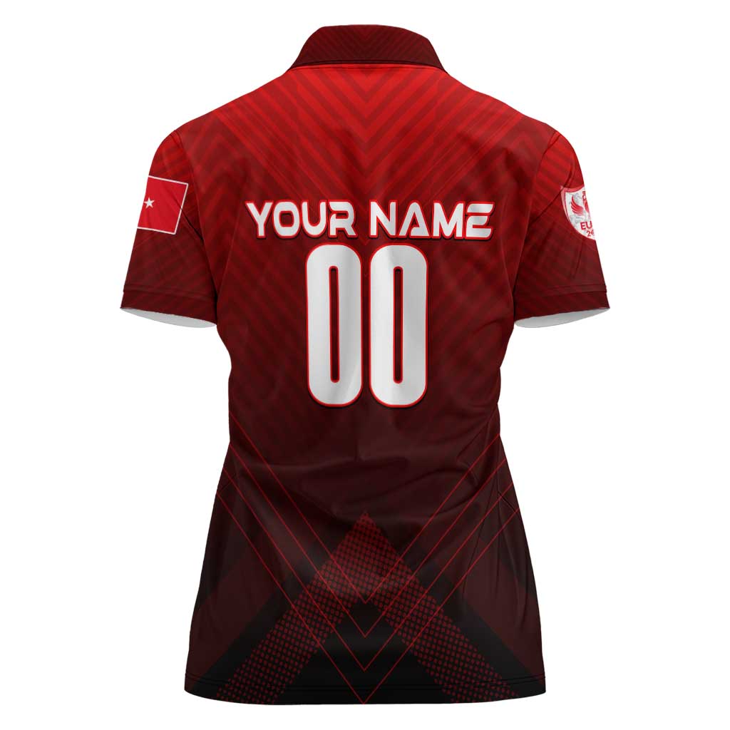 Personalized Turkey Football 2024 Women Polo Shirt Trophy Wing Style - Wonder Print Shop