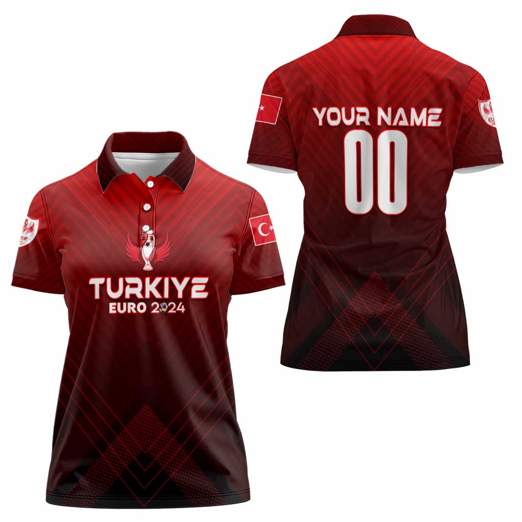 Personalized Turkey Football 2024 Women Polo Shirt Trophy Wing Style - Wonder Print Shop