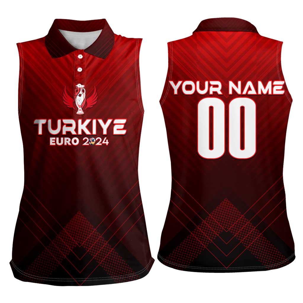 Personalized Turkey Football 2024 Women Sleeveless Polo Shirt Trophy Wing Style - Wonder Print Shop