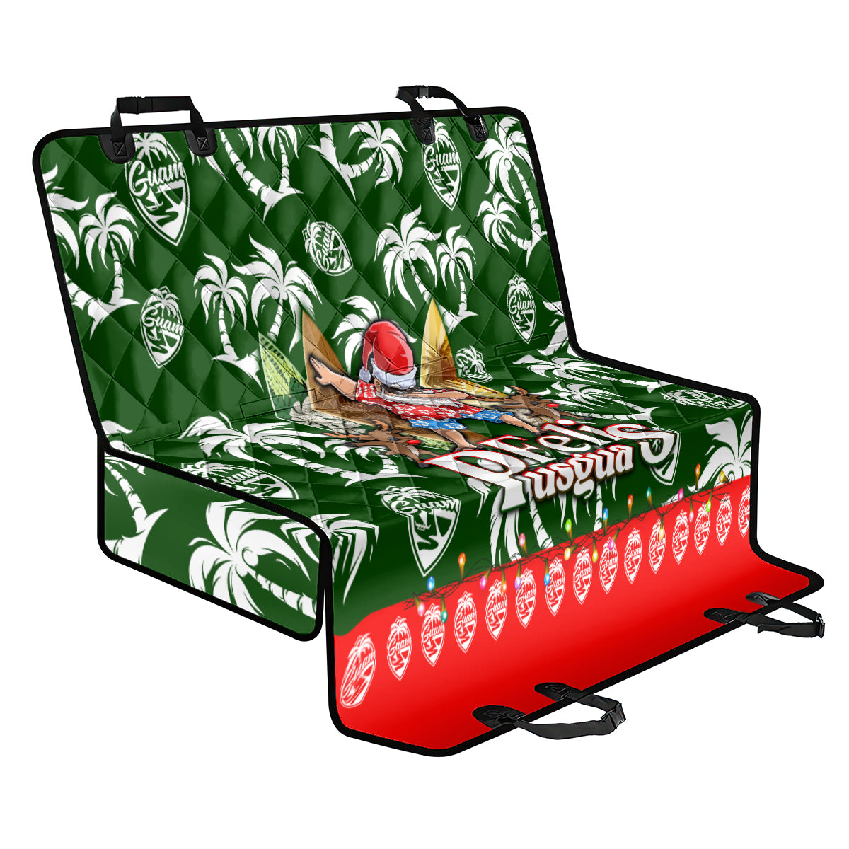 Guam Christmas Back Car Seat Cover Felis Pusgua Tropical Xmas Patterns - Wonder Print Shop