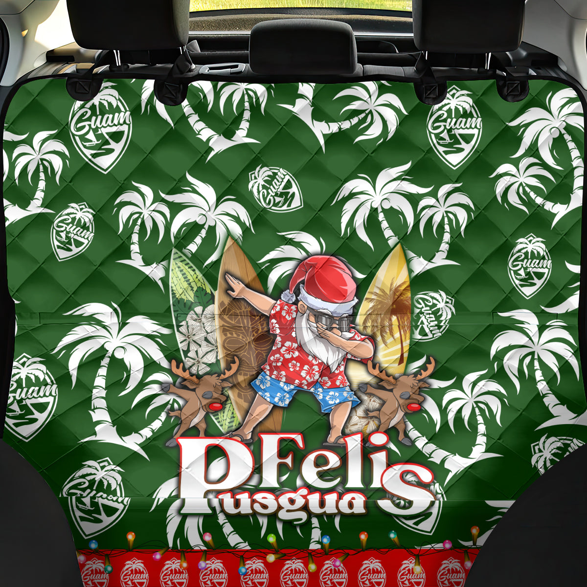 Guam Christmas Back Car Seat Cover Felis Pusgua Tropical Xmas Patterns - Wonder Print Shop