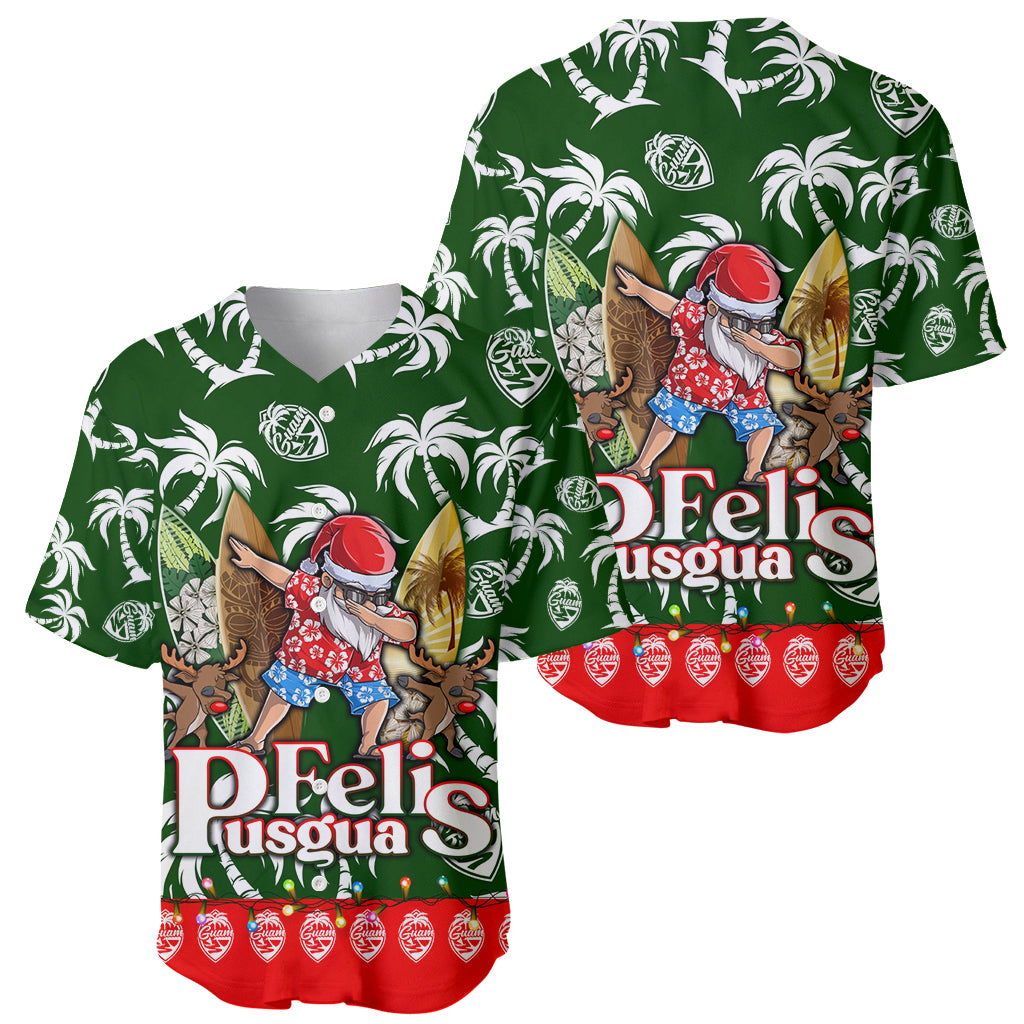 Guam Christmas Baseball Jersey Felis Pusgua Tropical Xmas Patterns - Wonder Print Shop