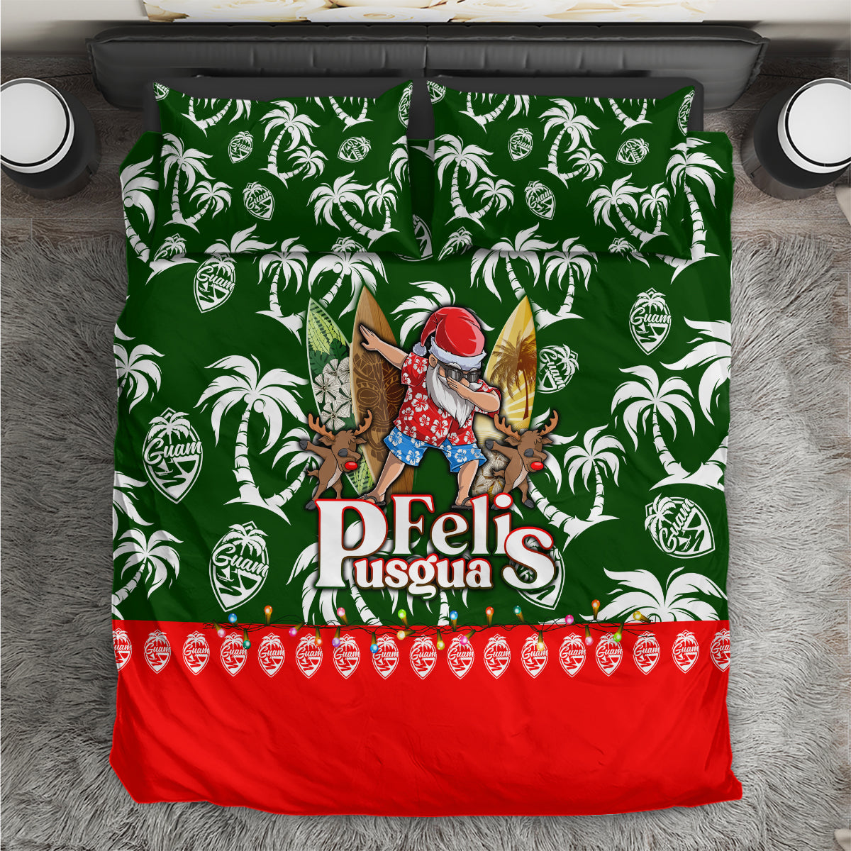 Guam Christmas Bedding Set Felis Pusgua Tropical Xmas Patterns - Wonder Print Shop