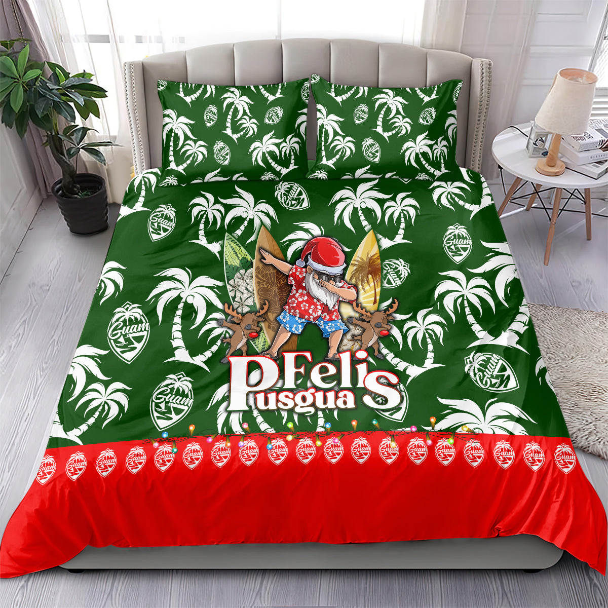 Guam Christmas Bedding Set Felis Pusgua Tropical Xmas Patterns - Wonder Print Shop