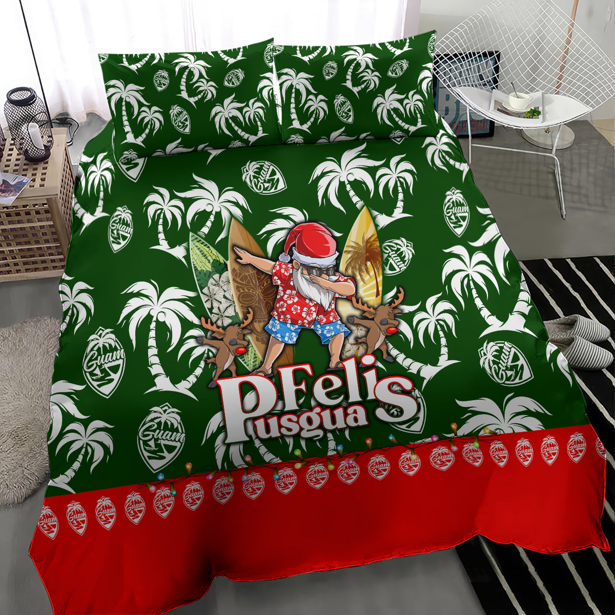 Guam Christmas Bedding Set Felis Pusgua Tropical Xmas Patterns - Wonder Print Shop