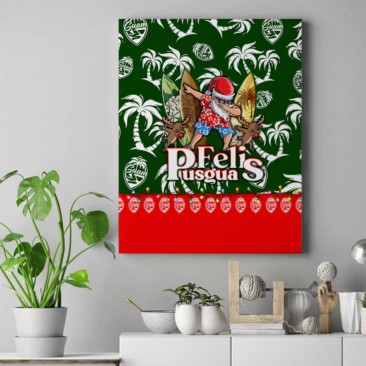 Guam Christmas Canvas Wall Art Felis Pusgua Tropical Xmas Patterns - Wonder Print Shop