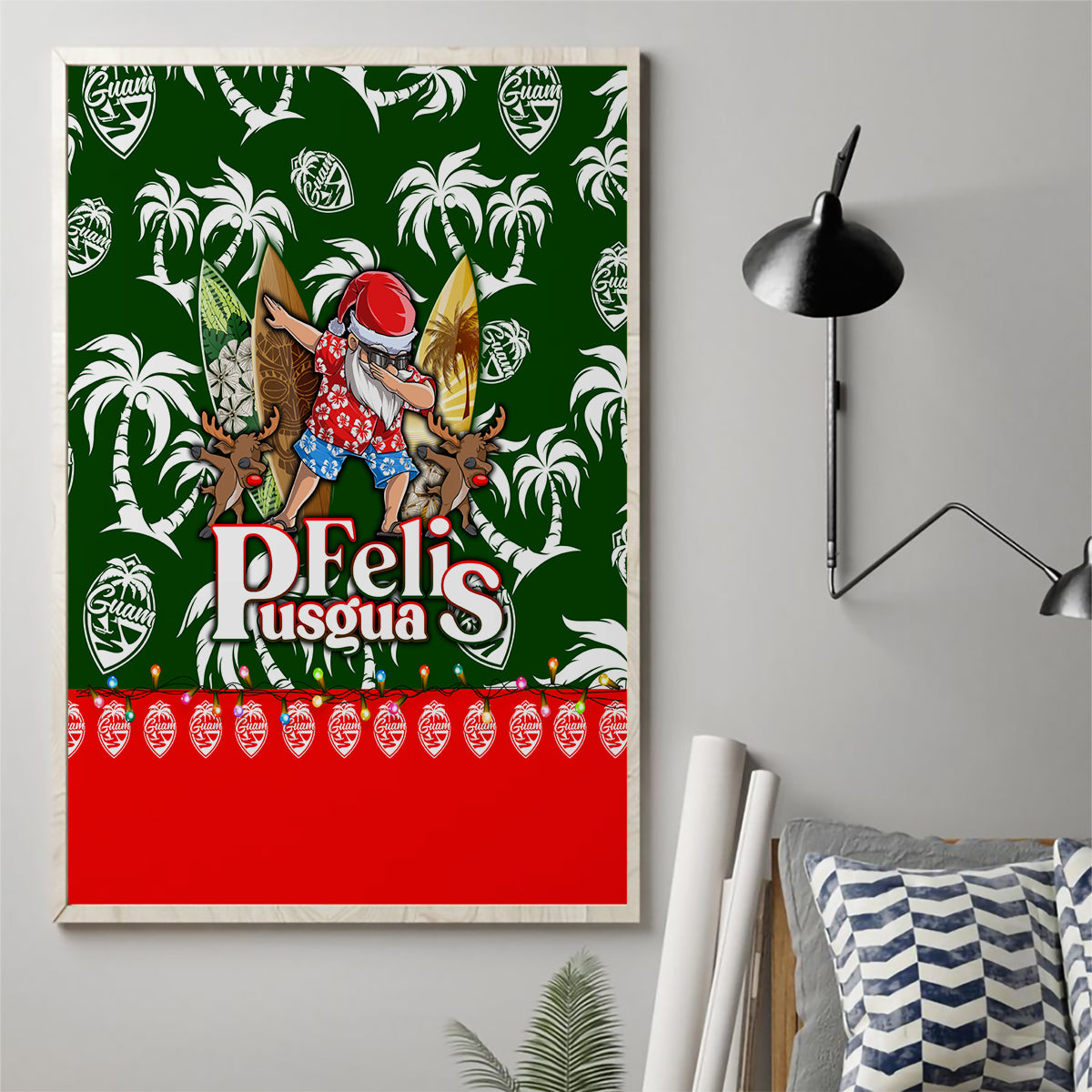 Guam Christmas Canvas Wall Art Felis Pusgua Tropical Xmas Patterns - Wonder Print Shop