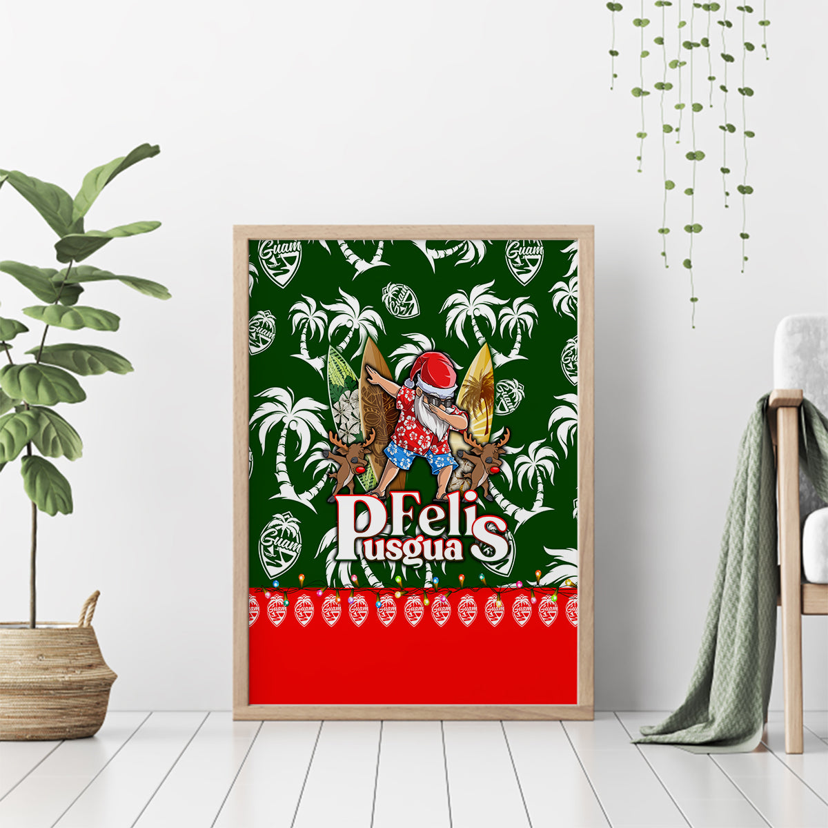 Guam Christmas Canvas Wall Art Felis Pusgua Tropical Xmas Patterns - Wonder Print Shop