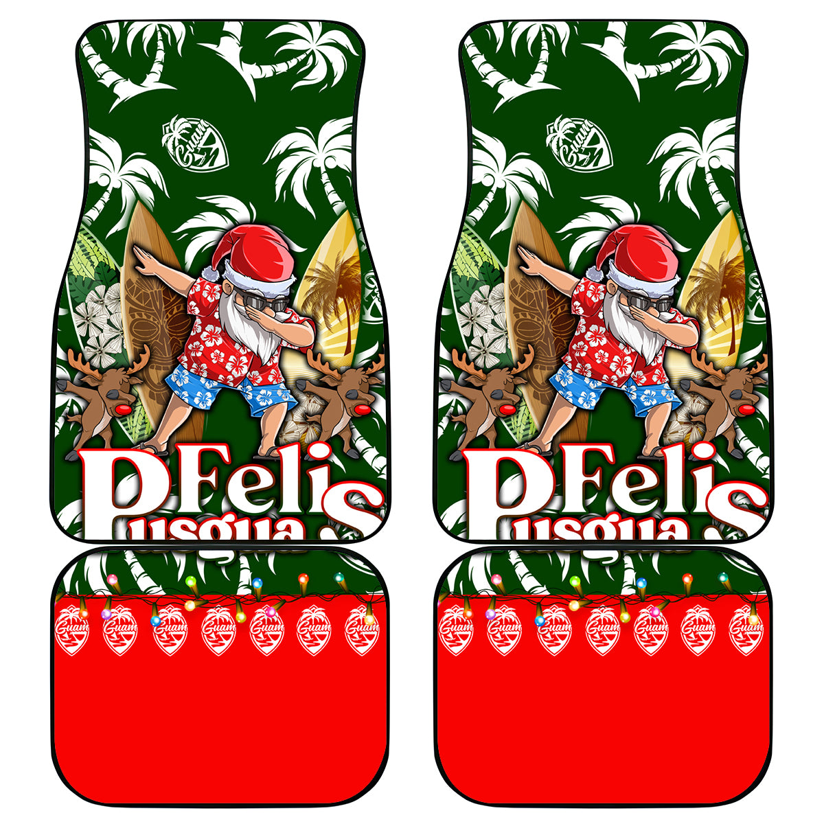 Guam Christmas Car Mats Felis Pusgua Tropical Xmas Patterns - Wonder Print Shop