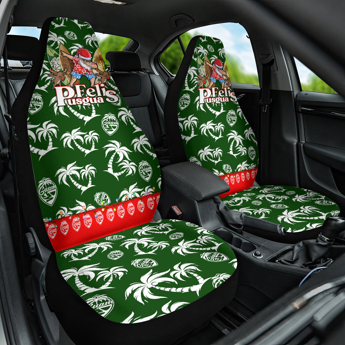 Guam Christmas Car Seat Cover Felis Pusgua Tropical Xmas Patterns - Wonder Print Shop