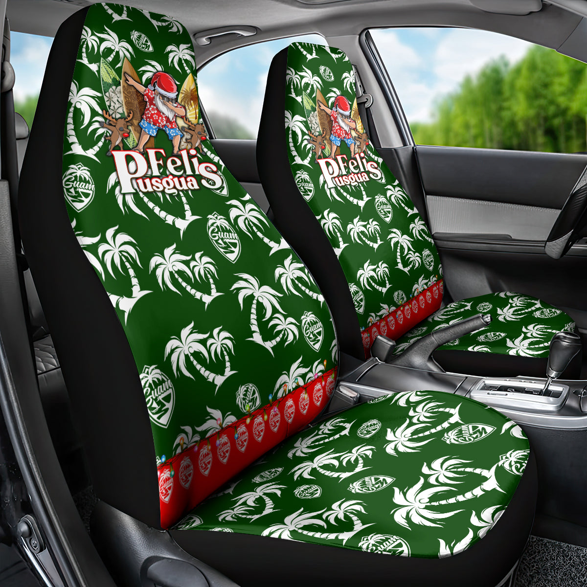 Guam Christmas Car Seat Cover Felis Pusgua Tropical Xmas Patterns - Wonder Print Shop